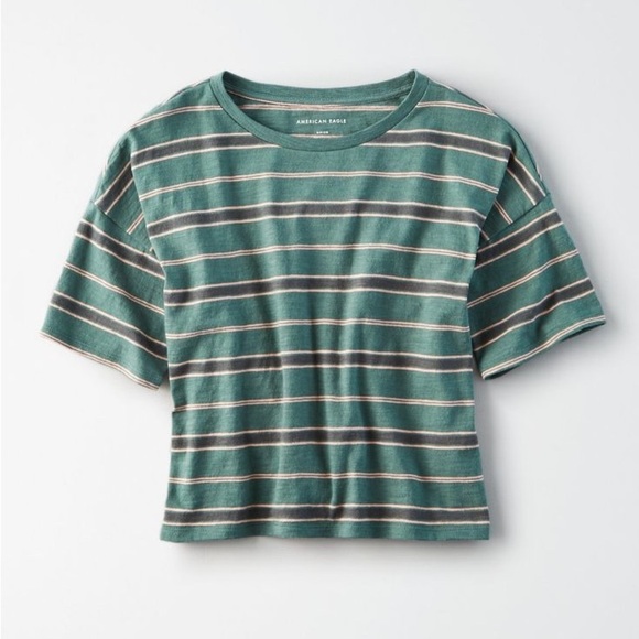 American Eagle Outfitters Annie’s Green Striped Tee on Sweet Magnolias Size S - Picture 3 of 8